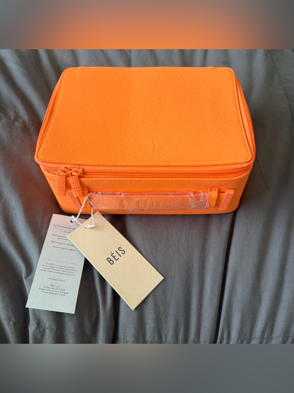 BEIS The Cosmetic Case in Creamsicle orange 🍊 limited edition makeup travel bag